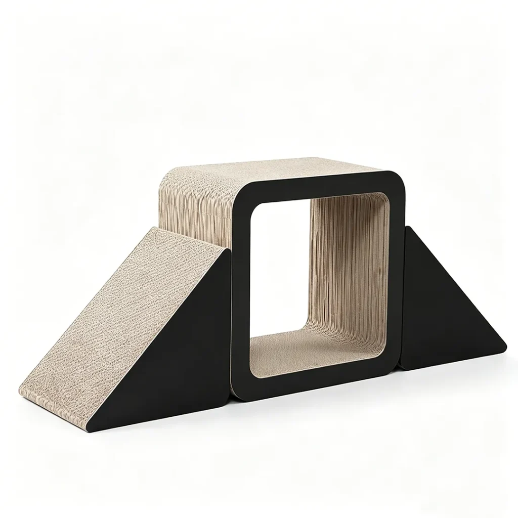 Minimalist Black Geometric Cat Scratcher House